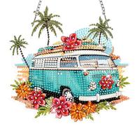 MISCER Diamond Painting Pendentif avec Chaîne,Bord de Mer Diamond Art Ornements Adultes Enfants,Diamond Painting Ornements pour Jardin Maison Décoration Cadeaux