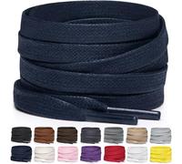 Miscly Lacets Plats en Coton Ciré pour Bottes, Baskets et Chaussures - Disponibles en Plusieurs Longueurs et Couleurs (Bleu Marine, 183 cm)