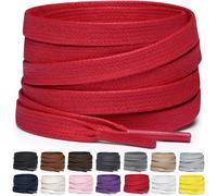 Miscly Lacets Plats en Coton Ciré pour Bottes, Baskets et Chaussures - Disponibles en Plusieurs Longueurs et Couleurs (Rouge, 114 cm)