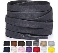Miscly Lacets Plats en Coton Ciré pour Bottes, Baskets et Chaussures - Disponibles en Plusieurs Longueurs et Couleurs (Gris Foncé, 183 cm)