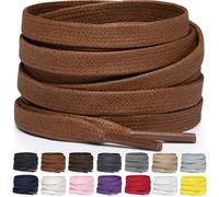 Miscly Lacets Plats en Coton Ciré pour Bottes, Baskets et Chaussures - Disponibles en Plusieurs Longueurs et Couleurs (Marron, 137 cm)