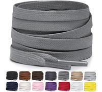 Miscly Lacets Plats en Coton Ciré pour Bottes, Baskets et Chaussures - Disponibles en Plusieurs Longueurs et Couleurs (Gris, 114 cm)