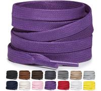 Miscly Lacets Plats en Coton Ciré pour Bottes, Baskets et Chaussures - Disponibles en Plusieurs Longueurs et Couleurs (Violet, 114 cm)