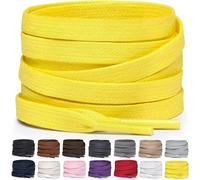 Miscly Lacets Plats en Coton Ciré pour Bottes, Baskets et Chaussures - Disponibles en Plusieurs Longueurs et Couleurs (Jaune, 114 cm)