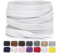Miscly Lacets Plats en Coton Ciré pour Bottes, Baskets et Chaussures - Disponibles en Plusieurs Longueurs et Couleurs (Blanc, 91 cm)
