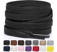 Miscly Lacets Plats en Coton Ciré pour Bottes, Baskets et Chaussures - Disponibles en Plusieurs Longueurs et Couleurs (Noir, 91 cm)