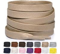 Miscly Lacets Plats en Coton Ciré pour Bottes, Baskets et Chaussures - Disponibles en Plusieurs Longueurs et Couleurs (Kaki, 183 cm)
