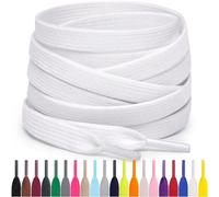 Miscly Lacets Plats Pour Baskets, Plusieurs Longueurs et Couleurs Disponibles (Blanc, 137 cm)