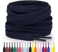 Miscly Lacets Plats Pour Baskets, Plusieurs Longueurs et Couleurs Disponibles (Bleu Marine, 114 cm)