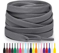 Miscly Lacets Plats Pour Baskets, Plusieurs Longueurs et Couleurs Disponibles (Gris, 91 cm)