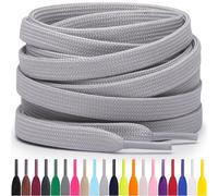 Miscly Lacets Plats Pour Baskets, Plusieurs Longueurs et Couleurs Disponibles (Gris Clair, 114 cm)