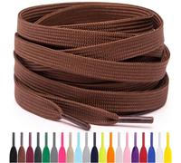 Miscly Lacets Plats Pour Baskets, Plusieurs Longueurs et Couleurs Disponibles (Marron, 137 cm)