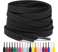 Miscly Lacets Plats Pour Baskets, Plusieurs Longueurs et Couleurs Disponibles (Noir, 137 cm)