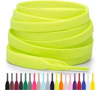 Miscly Lacets Plats Pour Baskets, Plusieurs Longueurs et Couleurs Disponibles (Vert/Jaune Néon, 160 cm)
