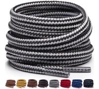 Miscly Lacets Ronds pour Bottes - Lacets Résistants et Durables pour Bottes, Chaussures de Travail et de Randonnée (Gris/Noir, 244 cm)