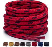 Miscly Lacets Ronds pour Bottes - Lacets Résistants et Durables pour Bottes, Chaussures de Travail et de Randonnée (Rouge/Noir, 91 cm)