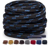 Miscly Lacets Ronds pour Bottes - Lacets Résistants et Durables pour Bottes, Chaussures de Travail et de Randonnée (Noir/Bleu, 206 cm)