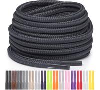 Miscly Lacets Ronds pour Chaussures, Baskets et Bottes - Disponibles en Plusieurs Longueurs et Couleurs (Gris Foncé, 160 cm)