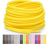 Miscly Lacets Ronds pour Chaussures, Baskets et Bottes - Disponibles en Plusieurs Longueurs et Couleurs (Jaune, 137 cm)