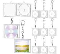Misdary Lot de 10 mini porte-clés en plastique en forme de lecteur CD vierges pour CD, porte-clés, porte-clés, décoration à suspendre, claire