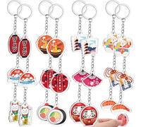 Misdary Lot de 24 porte-clés japonais en acrylique - Souvenirs japonais - Cadeau de voyage - Porte-clés porte-bonheur pour voyageur, anniversaire, Noël, enterrement de vie de jeune fille