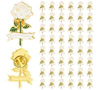 Misdary Lot de 50 pin's funéraires pour invités en forme de rose commémorative en émail pour célébration de la vie éternelle dans nos cœurs