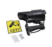 MISDBOUBM Caméra factice à énergie Solaire pour Surveillance extérieure CCTV, caméra de sécurité factice avec Voyant d’Enregistrement LED Rouge, Montage Pivot réglable pour la Maison, Le (Noire)