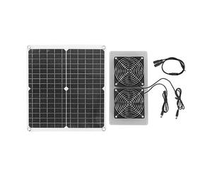 MISDBOUBM Kit de Ventilateur à Panneau Solaire monocristallin de 25 W, Ventilateur d’Extraction Solaire à 3 500 TR/Min avec Conception étanche IP65, Double Sortie USB et Type-C pour Serre,