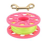 MISDBOUBM Moulinet de plongée avec Ligne Verte Fluorescente, Bobine de plongée pour la plongée sous-Marine, matière Plastique, Crochet en P à Double extrémité en cuivre, Longueur de câble (Rose)