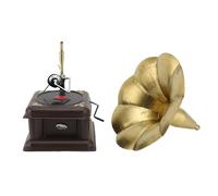MISDBOUBM Vintage Phonograph Model, Retro Gramophone Ornament, Iron Erosion Resistant Nostalgic Record Player Decor with Realistic Details, for Home Office Desk Display and Music Lover Colle (Bronze)