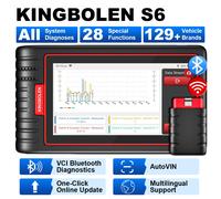 [Mise à jour gratuite à vie] KINGBOLEN S6 Scanner OBD2 Tous les systèmes Outils de diagnostic automobile 28 services Purge BMS/TPMS/ABS FCA AutoAuth ALL System 28 Resets