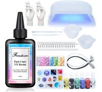 Mise à niveau 100G 45S Pigment de couleur en résine UV dure transparente à durcissement rapide + gant pour DIY Home Professional