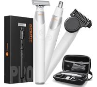 [Mise à niveau 2025] Kit de tondeuse pour barbe et nez, [tout-en-un] Peigne rotatif 12 en 1, rasoir électrique de voyage pour homme, charge rapide USB-C, rasoir indolore imperméable humide/sec, blanc