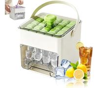 Mise à niveau 50 Cube Ice Maker avec couvercle de presse facile, 2026 nouveau plateau de cube de glace à une presse avec bac de stockage et pelle, congélateur portable moule de glace avec poi green-B