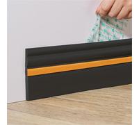 Mise à niveau de la moulure de plinthe flexible de 16,4 pieds, moulure de plinthe murale en caoutchouc autocollante en vinyle(Black Gold,120mm)