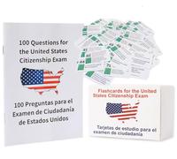 Mise à niveau des cartes flash de citoyenneté américaine - 100 cartes flash de test civique - Livret bilingue (questions et réponses) - Tarjetas de ciudadania inglés y español, guide d'étude de