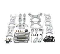 Mise à Niveau en métal, Modification de la biellette de Direction, Tasse de Direction, Bras oscillant, Support de Choc, Ensemble de 11 pièces, Compatible avec Voiture RC 1/10 104001 104002(Silver)
