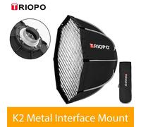 Mise à niveau Triopo K2-55 K2-65 K2-90 K2-120 dégagement rapide Bowen Mount Octogon Softbox + grille en nid d'abeille boîte à lumière extérieure pour Flash - Type Inlcude Grid-120cm