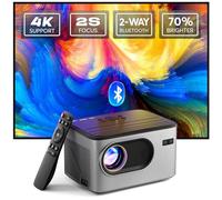[Mise au point 2s avec télécommande] Projecteur PANSEBA 4K, projecteur Bluetooth natif 1080p, projecteur de film extérieur portable, mini projecteur pour home cinéma, compatible avec smartphone, HDMI