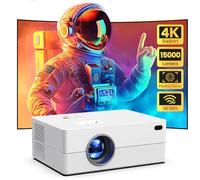 [Mise au point électrique] Mini projecteur avec WiFi et Bluetooth, projecteur portable natif 1080p, prend en charge 4K, 15000L projecteur Home Cinéma, compatible avec iOS, Android, TV Stick, HDMI, USB