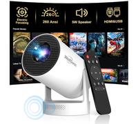 【Mise au point électrique】Mini projecteur WellSonic avec Wi-Fi et Bluetooth, projecteur portable 260 Ansi avec haut-parleur 5 W, clé verticale automatique et rotation à 180°, écran de 35 à 130 pouces