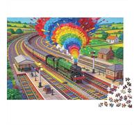 Mise en Page en Miniature du Chemin de Fer à Vapeur Heritage Puzzle en Bois Imperméable Puzzles De 1000 Pièces pour Adultes Impossible De Décoration pour La Maison