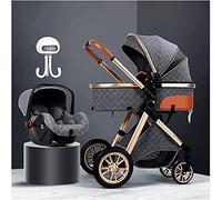 Mise en œuvre bidirectionnelle, grand panier de rangement, amortisseur 3D, poussette compacte, landau 2 en 1, avec porte-gobelet, chariot pour bébé (couleur : gris foncé) (gris foncé)