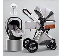 Mise en œuvre bidirectionnelle, grand panier de rangement, amortisseur 3D, poussette compacte, landau 2 en 1, avec porte-gobelet, chariot pour bébé (couleur : gris foncé) (gris clair)
