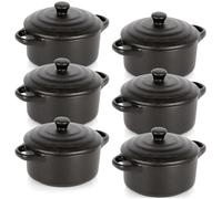 Cocottes en Porcelaine - Lot de 6 - 450 ml - Noir