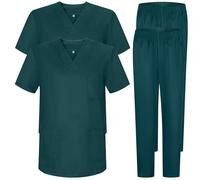 Misemiya Bz-2-817-8312 Lot de 2 Masques et Pantalons Unisexes pour Uniforme sanitaire, Vert foncé, XXL Mixte