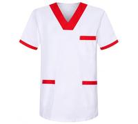 MISEMIYA - BZ-6801 - Uniforme médicale Unisexe avec col en V, Rouge 8171-12, 3XL