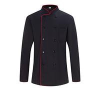 Misemiya Veste de Chef pour Hommes 842-842B Cuisine MZ-8421B, 842B-Noir, 4XL