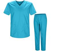 Misemiya - Ensemble Uniformes Unisexe Blouse - Uniforme Médical avec Haut et Pantalon - Ref.8178 - Large, Cyan