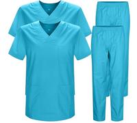 MISEMIYA Lot Bz-2-817-8312 Pack de 2 pièces-Tunique et Pantalon Unisexes Uniformes sanitaires, Cyan, 5XL Mixte